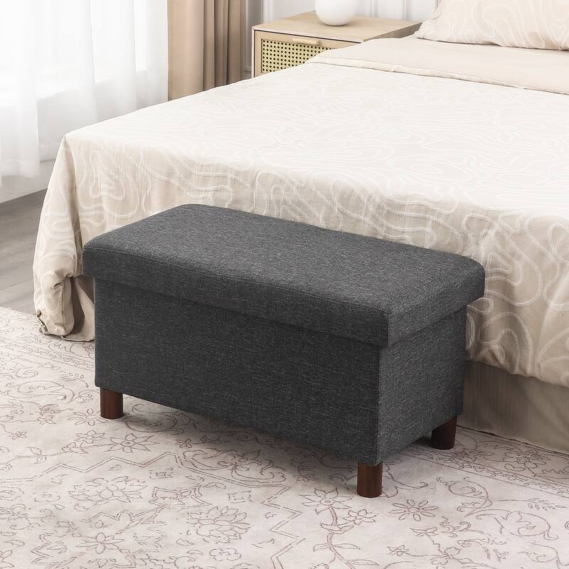 Adeco 30 Inches Storage Ottoman Bench for Living Room