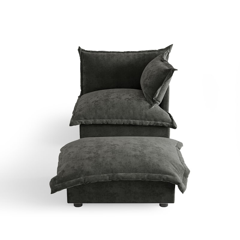 Casual 40"W Oversized Soft Comfy Cloud Chenille Chaise Lounge with Ottoman