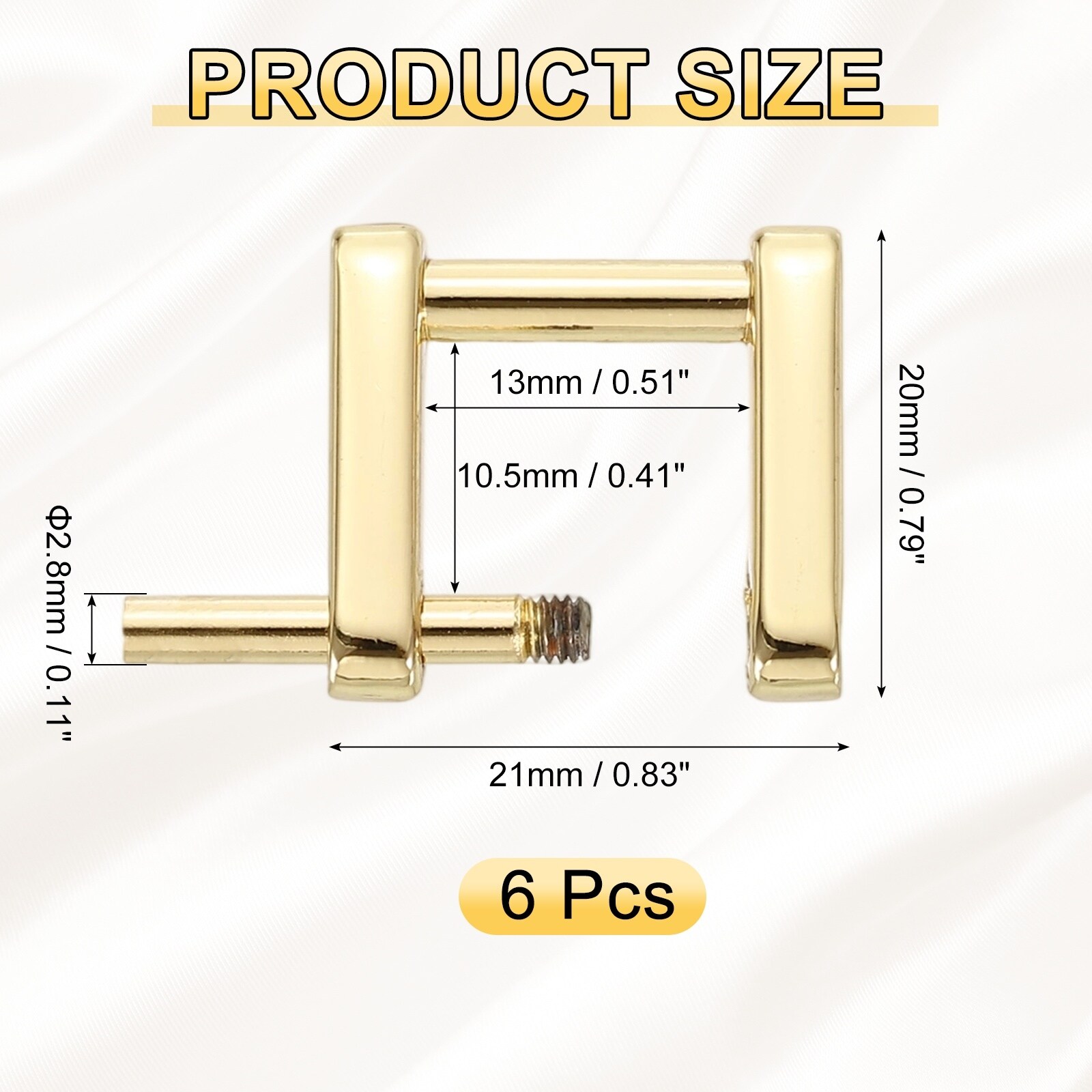 Screw Ring Buckle, Rectangle Screw in Buckles Strap Connector Bags Loop Replacement for Purse Handbag