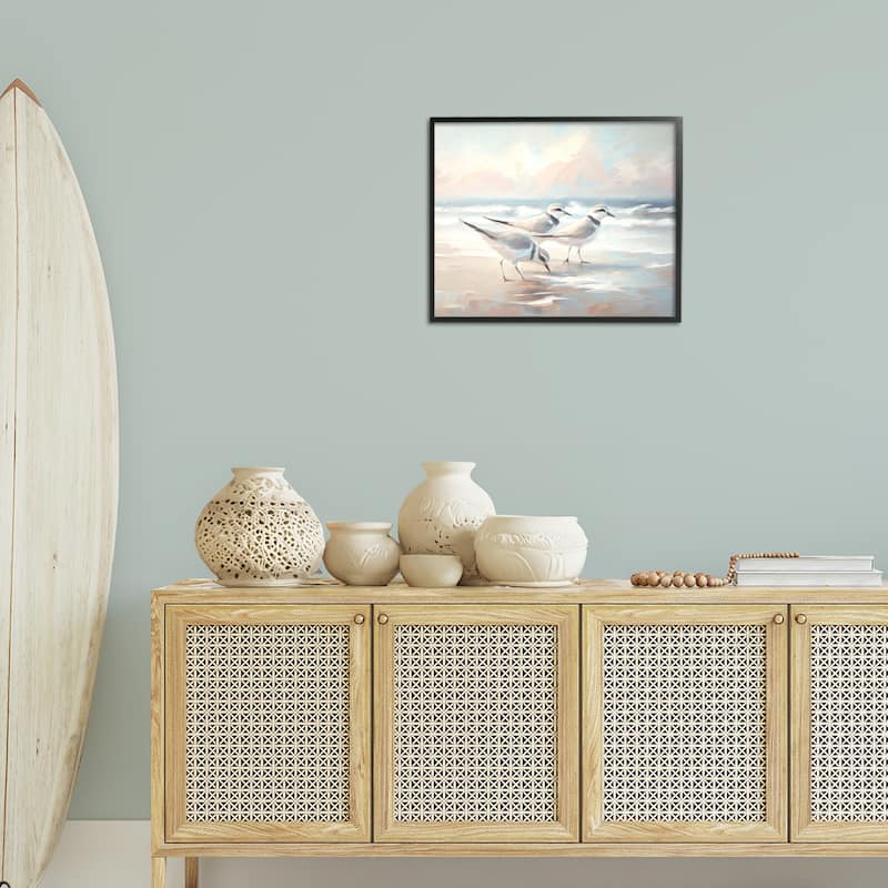 Stupell Sandpipers Under Warm Beach Sun Framed Giclee Art Design By Ramona Murdock