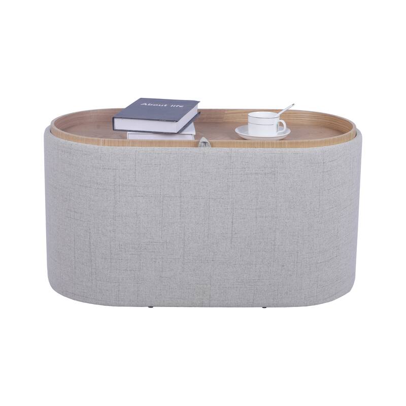 Storage Ottoman Comfortable choice, multiple functions, classic design, and cozy corners with Reversible Wooden Tray Top,