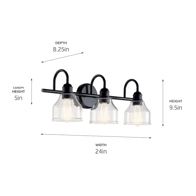 Kichler Lighting Avery 24 in. 3-Light Black Vanity Light