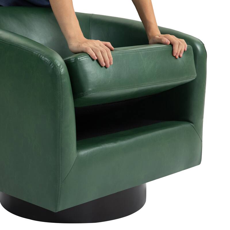 2 Set Round Barrel Chair 360-Degree Swivel Accent Chairs