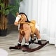 preview thumbnail 11 of 9, Kids Metal Plush Ride-On Rocking Horse Chair Toy With Realistic Sounds - Dark Brown/White