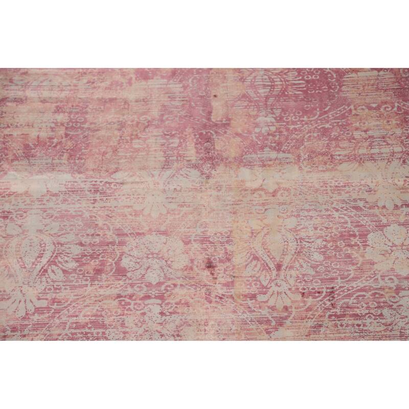 Abstract Indian Square Area Rug Handmade Silk Carpet - 13'11"x 13'9"