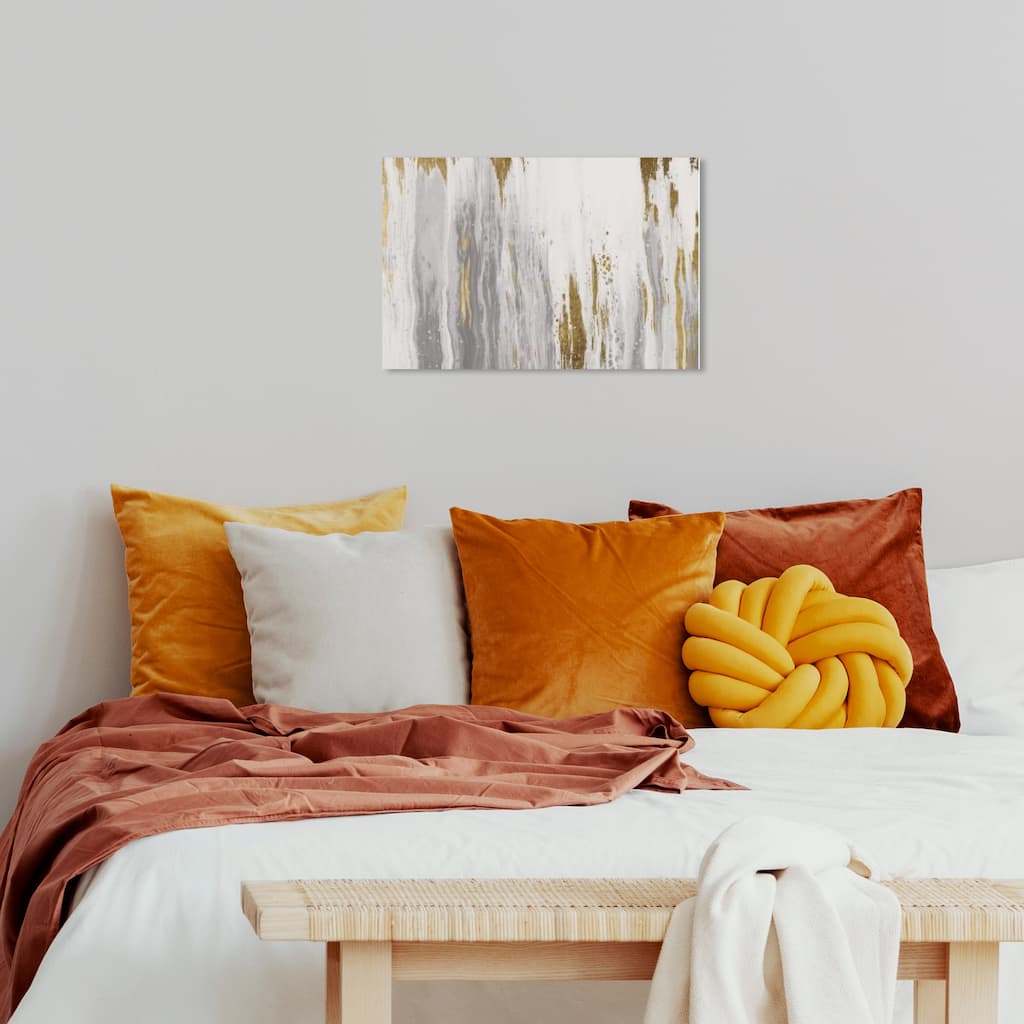 Wynwood Studio Prints Abstract Golden Cavern White and Metallic Gold Modern & Contemporary Wall Art Canvas Print