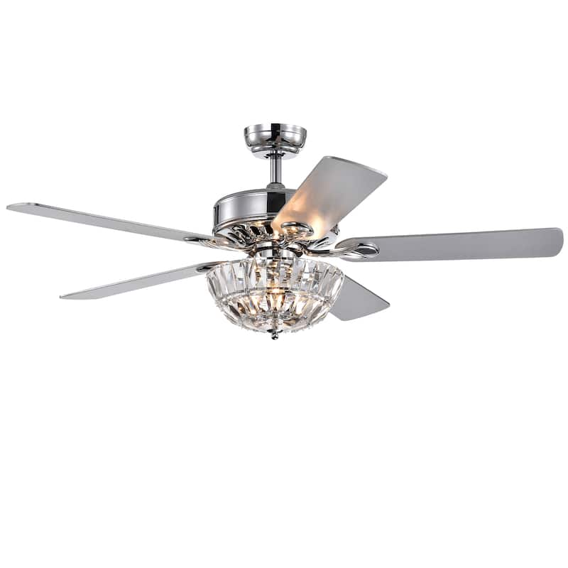Senma 52-inch 3-light Lighted Ceiling Fan with Crystal Bowl Shade (incl. Remote & 2 Color Option Blades)
