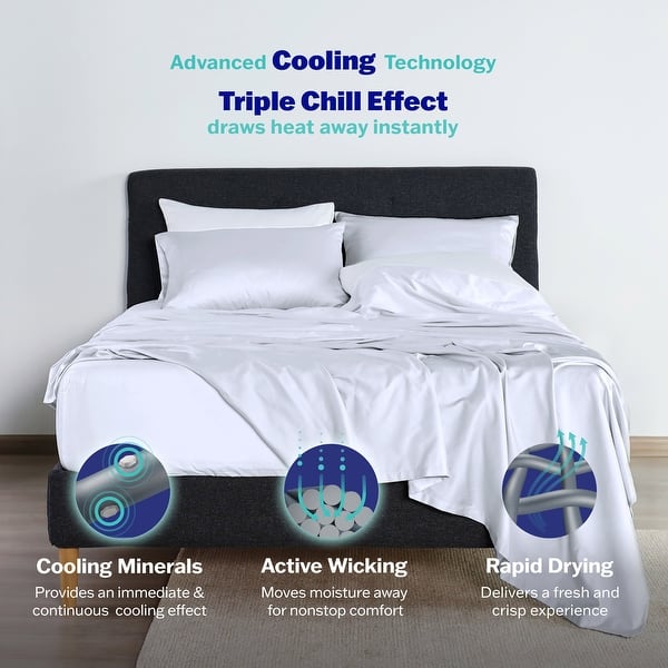 slide 2 of 5, Martex Brrr Cooling Cotton Blend 300 Thread Count Quick-Dry Sheet Set King Pillowcase - White