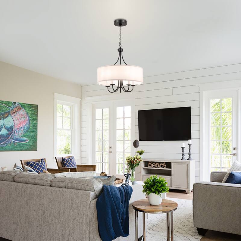 Modern Drum Light Chandelier Industrial Dining Room Light Fixtures