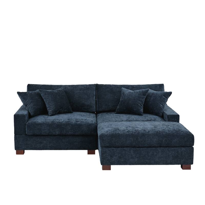 Modern Oversized Chenille Modular Sectional Sofa with Ottoman