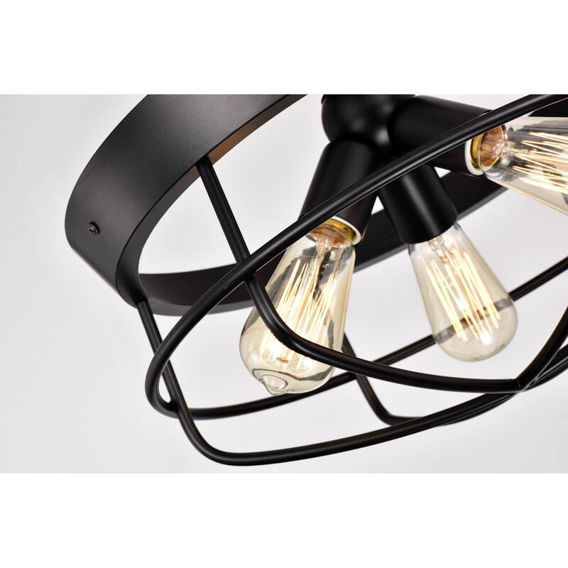 Willem Matte Black 3-Light Metal Cage Semi-Flush Mount