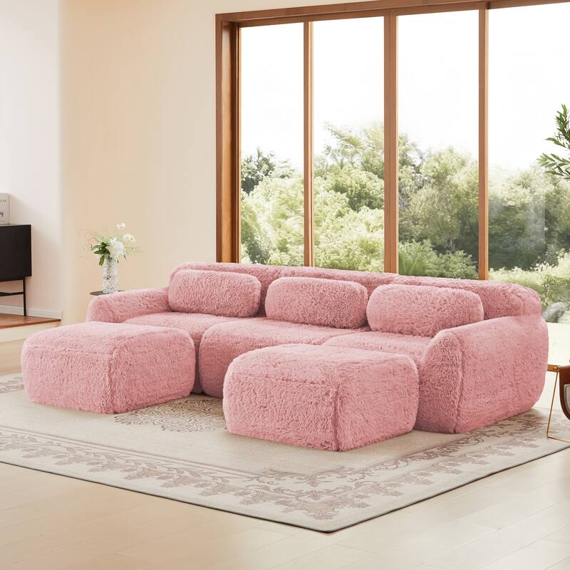 U-shaped Boneless Sofa with Chaise Free Combination Full-compression Vacuum Packaging Deep Seat Design