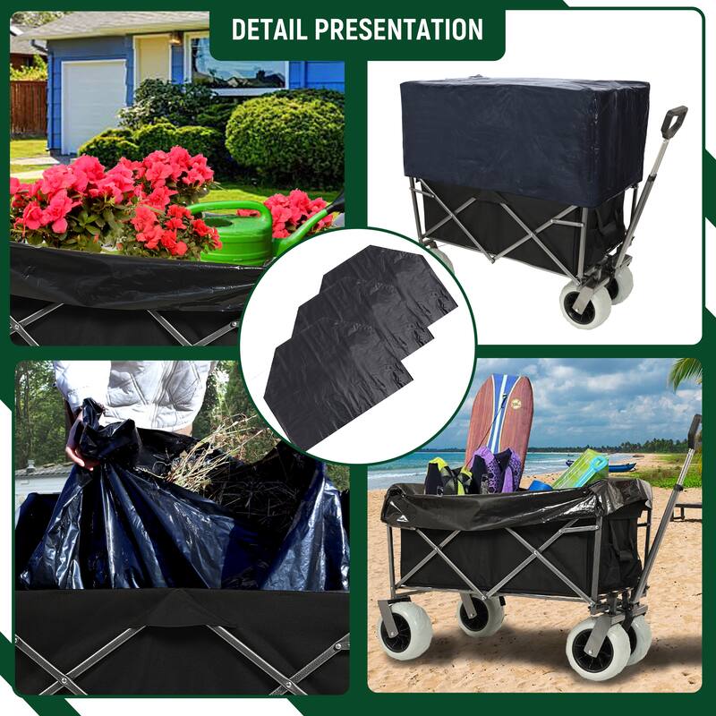 Heavy-Duty 500lb Beach Wagon - 9" Pneumatic Tires All-Terrain Steel Cart with Multi-Use Bag