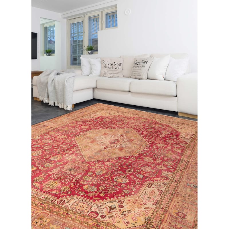 ECARPETGALLERY Hand-knotted Antalya Vintage Dark Pink Wool Rug - 9'1 x 12'0