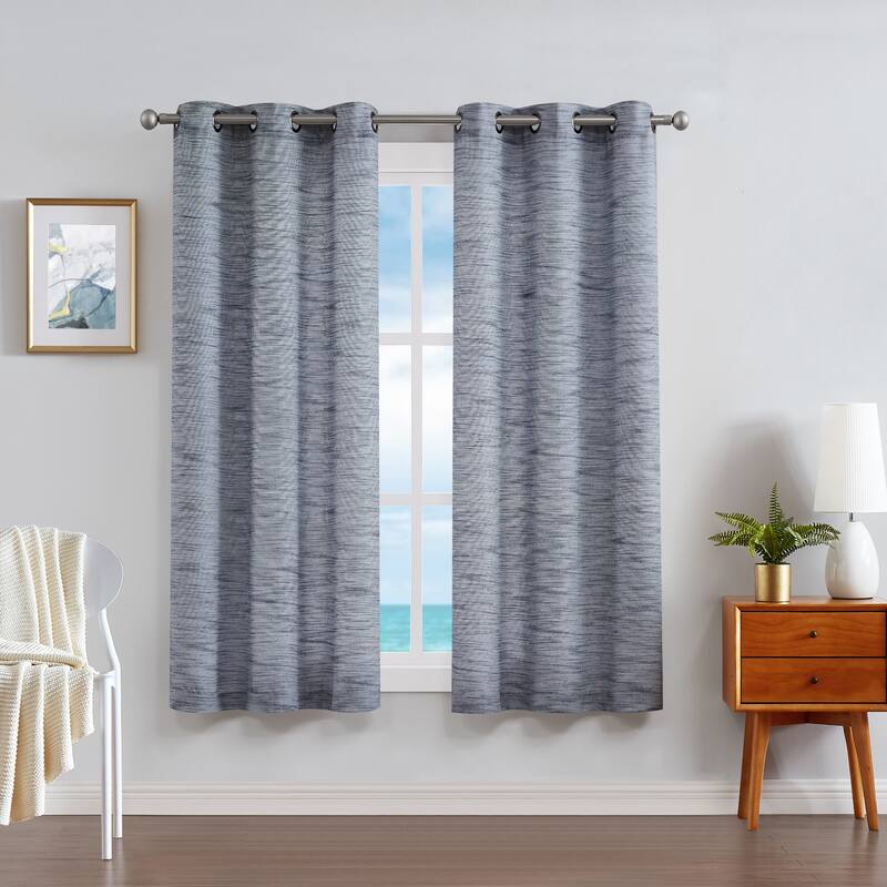 Nautica Julius Light Filtering Textured Grommet Window Curtain Panel Pair