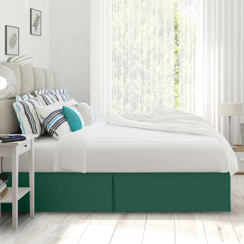 Clara Clark Pleated Bed Skirt-14 inch Tailored Drop - Soft Double Brushed Premium Microfiber Ruffle Bed Skirt - Includes 8 Pins
