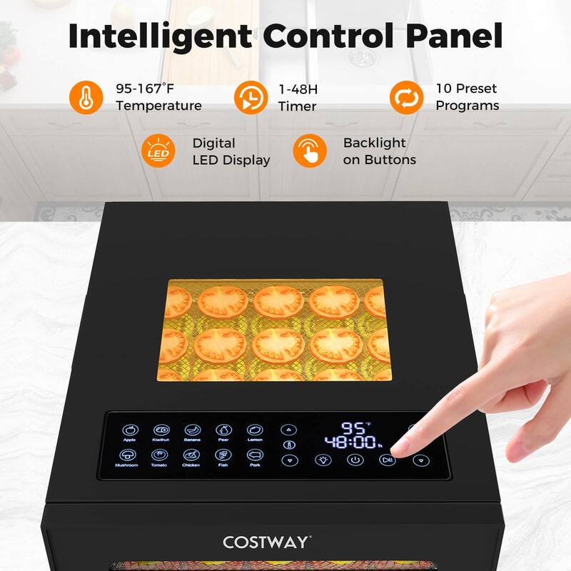 Costway 10 Stainless Steel Trays Dryer with 10 Presets 48H Timer - See Details