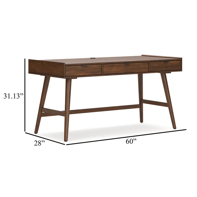 Jeyn Home Office Desk, 60 Rectangular Top w 3 Drawers, Natural Brown