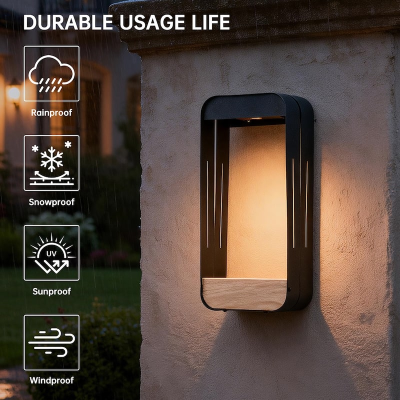 2 Pack Rectangle Frame Solar Integrated LED Sensor Outdoor Wall Light