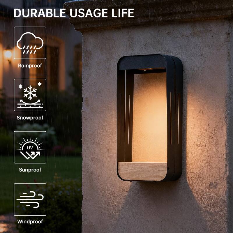 Modern Solar Rectangle Frame Integrated LED Sensor Outdoor Wall Light