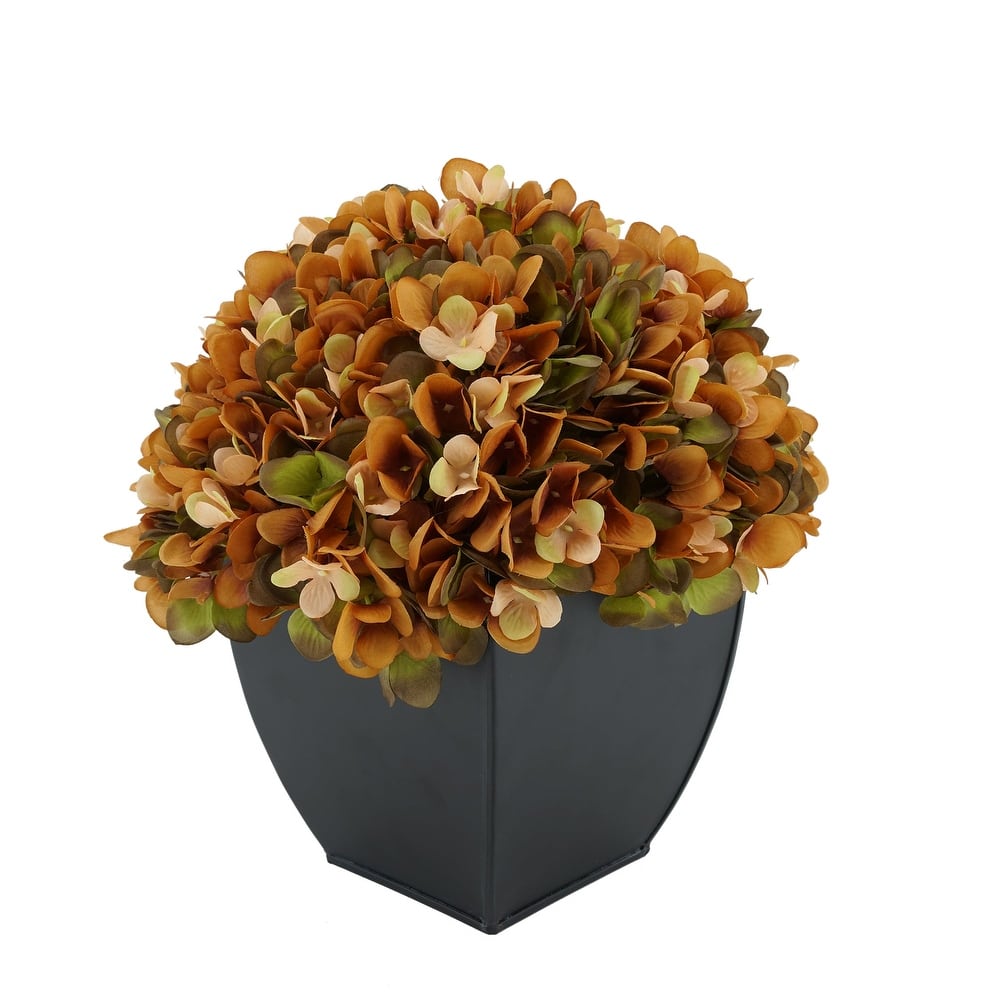 Faux Hydrangea in Black Tapered Zinc Cube