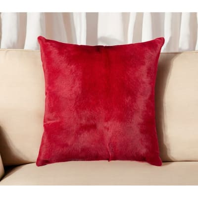 18" Wine Cowhide Throw Pillow