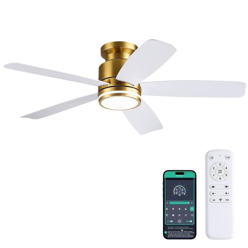 41 and 46 Inches Flush Mount Ceiling Fan with Light and Remote