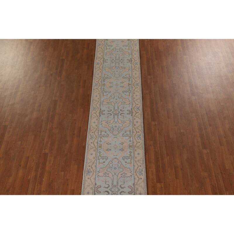 Oushak Oriental Runner Rug Hand-knotted Wool Carpet - 2'8"x 16'0"