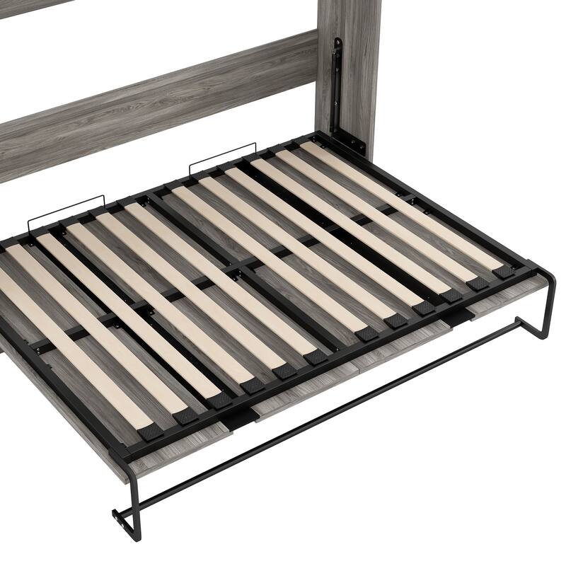 Murphy Bed Full Size Wall Chest, Foldable Platform Cabinet Bedframe