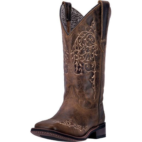Laredo Western Boots Women 11 Stitch Broad Square SH Taupe Aged