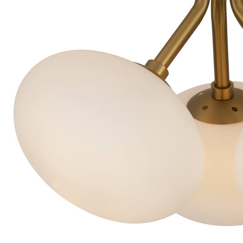 Mid-Century 3-Light Opal Glass Globe Semi Flush Ceiling Light