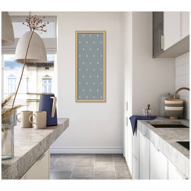 Kate and Laurel Pinboard Blue Botanical Block Print