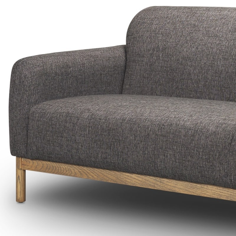 HomeRoots 90" Gray Fabric Sofa With Brown Legs