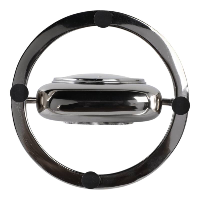 Metal Glass Desk Clock with Roman Numerals and Curved Frame Design - 7" x 7" x 9"