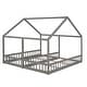 preview thumbnail 6 of 7, 2 in 1 Beds for Multiple Family Members, House-shaped Bed for Kids, Twin Size Platform Bed with Safety Guardrail, Grey