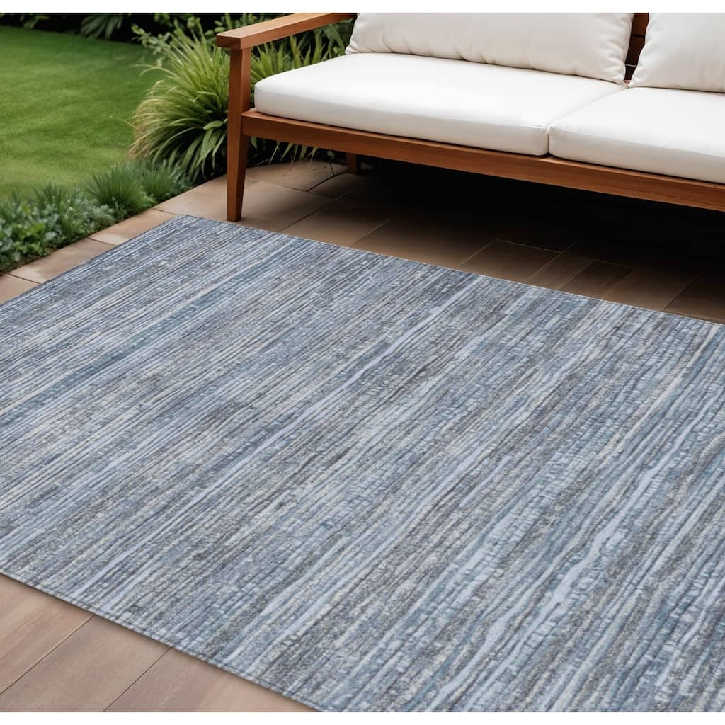 HomeRoots Striped Transitional Rectangle Outdoor Rug