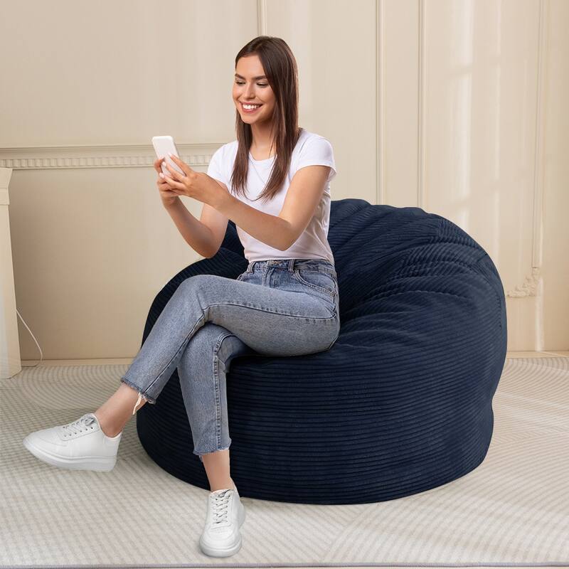Giant Bean Bag, Corduroy Convertible Beanbag Folds from Lazy Chair to Floor Mattress Bed