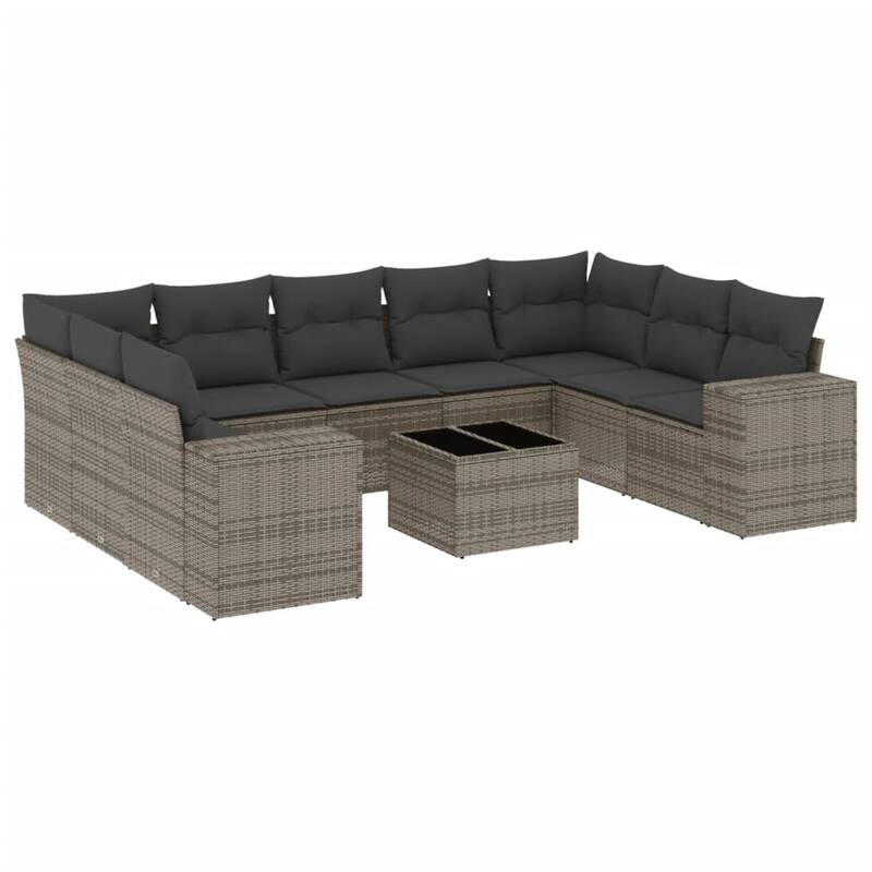 vidaXL Patio Sofa Set with Cushions Outdoor Conversation Furniture Poly Rattan