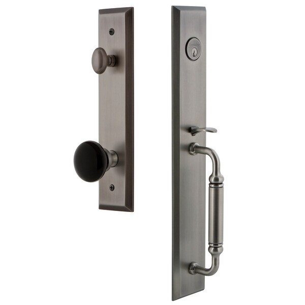 Grandeur FAVCGRCOV_ESET_238 Fifth Avenue Solid Brass Rose Keyed Entry Single Cylinder Full Plate 'C' Grip Handleset with