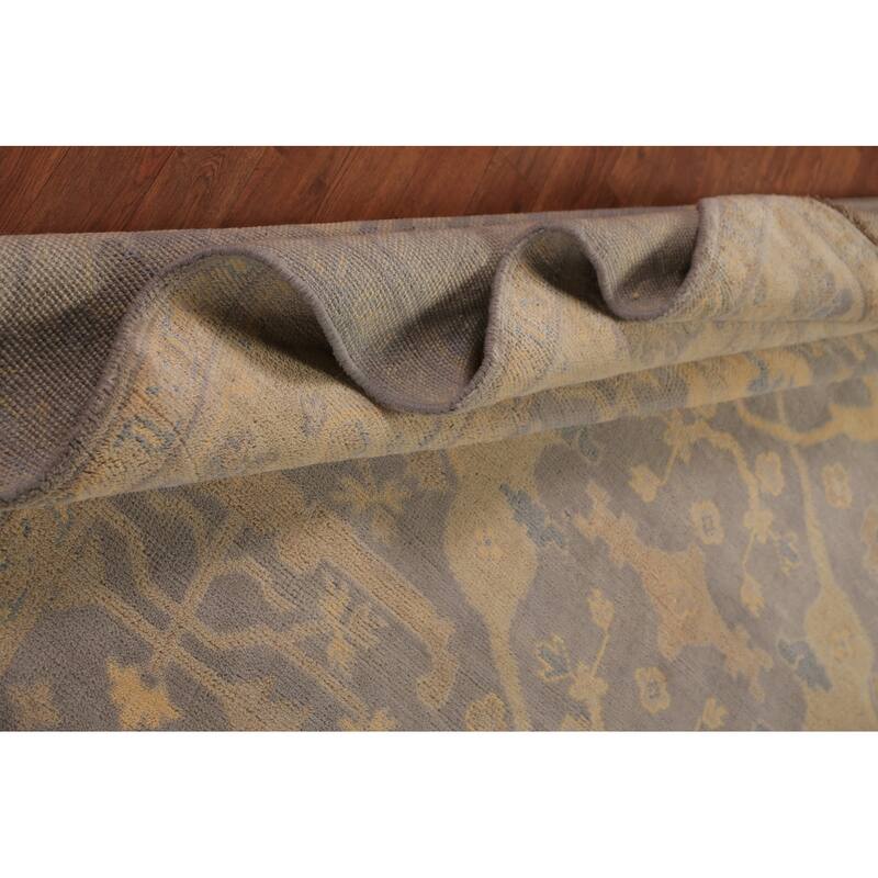 Earth Tone Oushak Indian Area Rug Handmade Wool Carpet - 8'0"x 9'7"