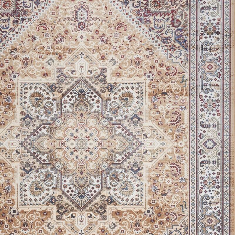 Hiku Power Loomed Distressed Floral Non Skid Stain Resistant Low Pile Area Rug By HomeRoots - 84' X '60' X '0.2