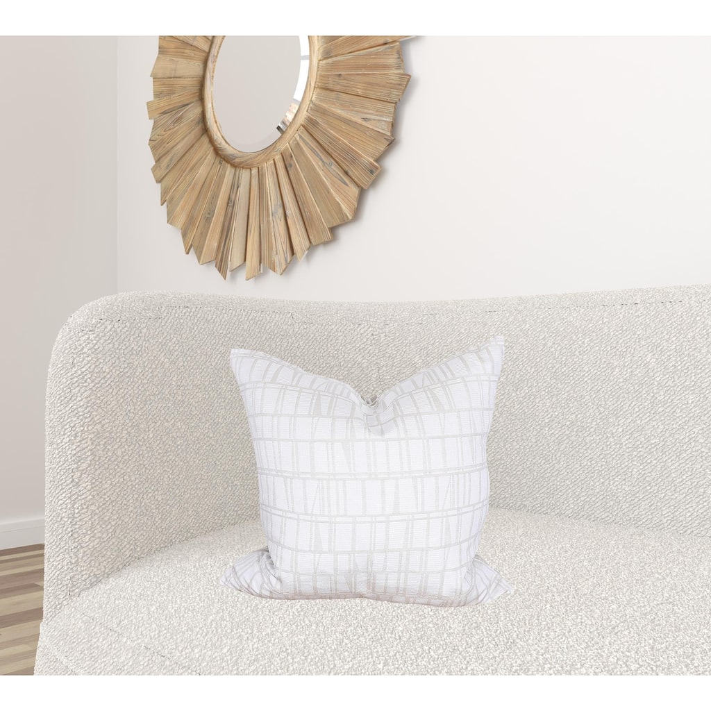 HomeRoots 20" X 20" White and Gray Geometric Polyester Zippered Pillow