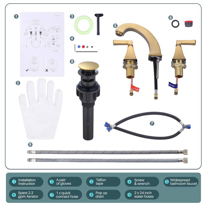 WOWOW 8 in. Widespread Double Handle Bathroom Faucet