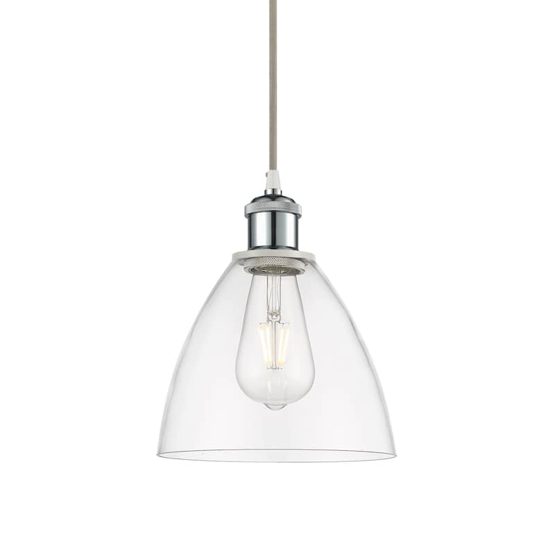 Innovations Lighting 516-1P-11-8 Bristol Pendant Bristol 8" Wide Mini - White and Polished Chrome / Clear