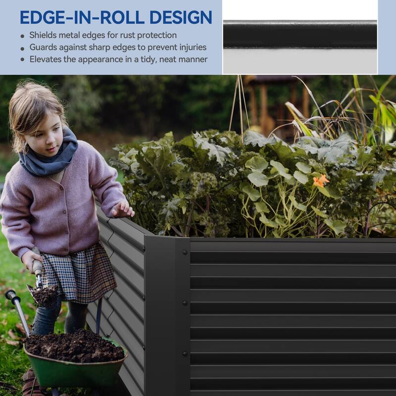 Moasis Outdoor Metal Raised Garden Bed with Gloves