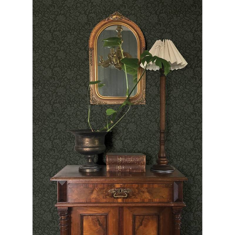 Chris Loves Julia x A-Street Prints Hague Dark Green Floral Trail Wallpaper