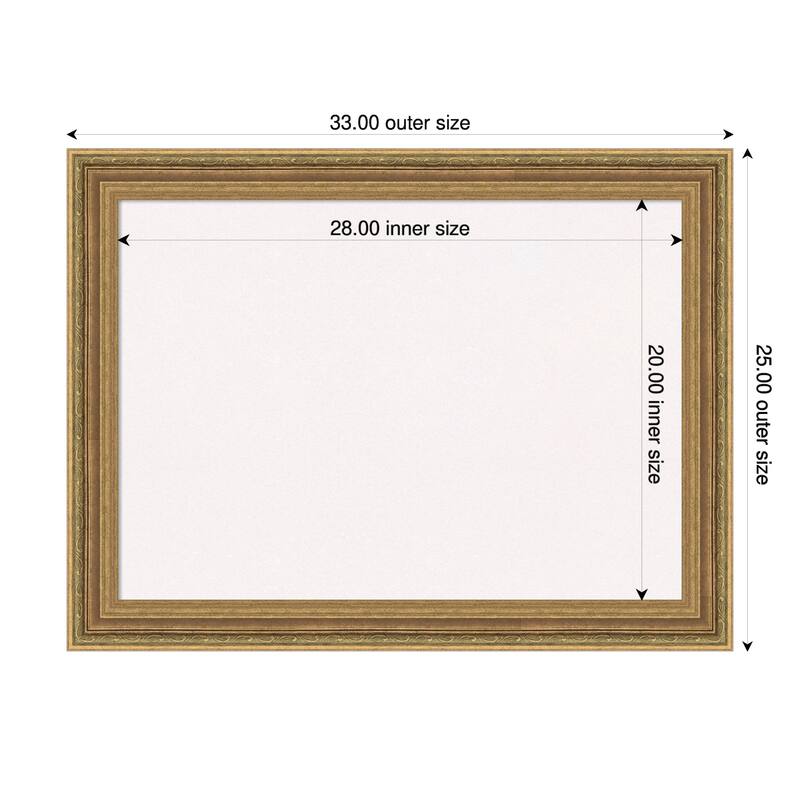 Elliot Gold Framed Cork Board - Bulletin Board, Organization Board, Pin Board - White - 33 x 25 in