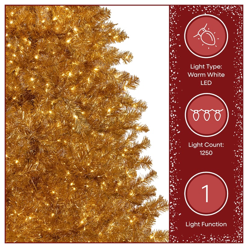 National Tree Company 7.5 ft. Pre-Lit Christmas True Gold Metallic Tree - 7.5 Foot