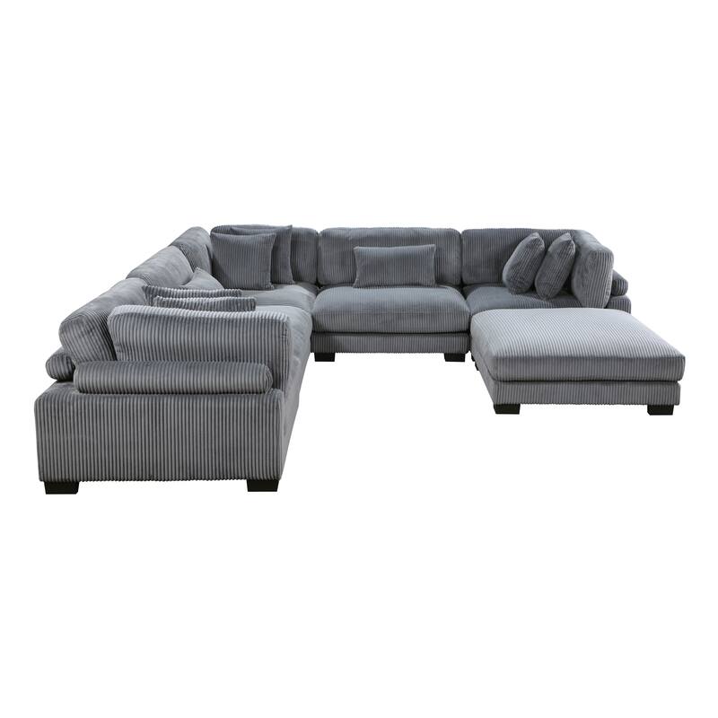 Braidy Corduroy 6-Piece Modular Sectional Sofa with Ottoman