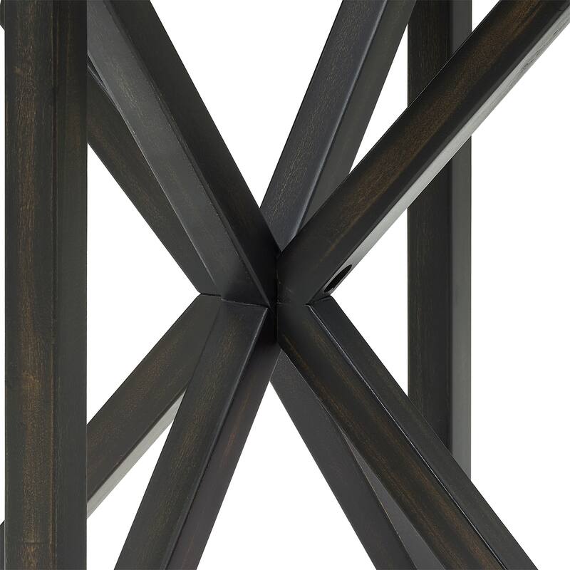 Anmytek Round Glass End Table Modern Black X Frame Accent Side Table for Living Room Bedroom